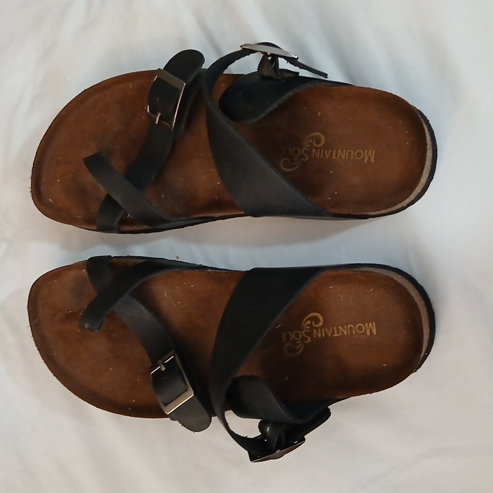 Black Leather Sandals with Buckles - Picture 3 of 5